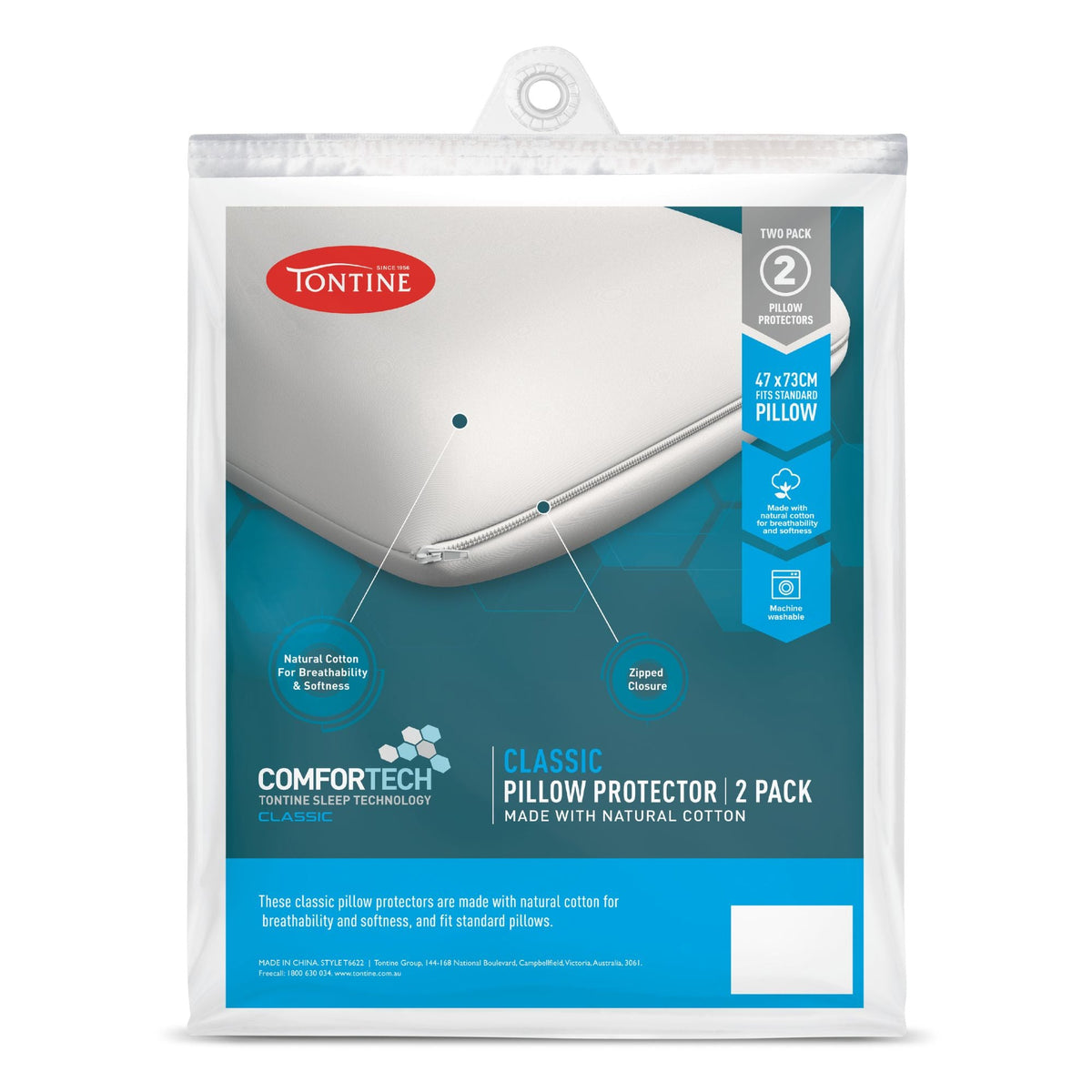 Tontine Comfortech Cotton Classic Pillow Protectors 2 Pack