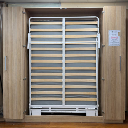 Ex-Display NeXt Bed Double Vertical WallBed with Bookshelves - Classic Oak