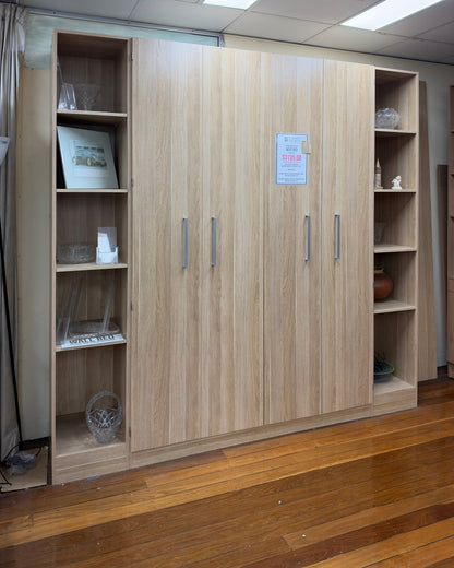 Ex-Display NeXt Bed Double Vertical WallBed with Bookshelves - Classic Oak